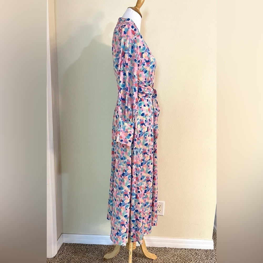 PALOMA BLUE Bronte Easter Colorful Midi Dress Boho front tie luxury women’s M - Picture 8 of 15